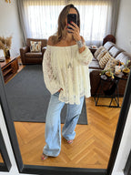 White Off Shoulder Lace Dream Top