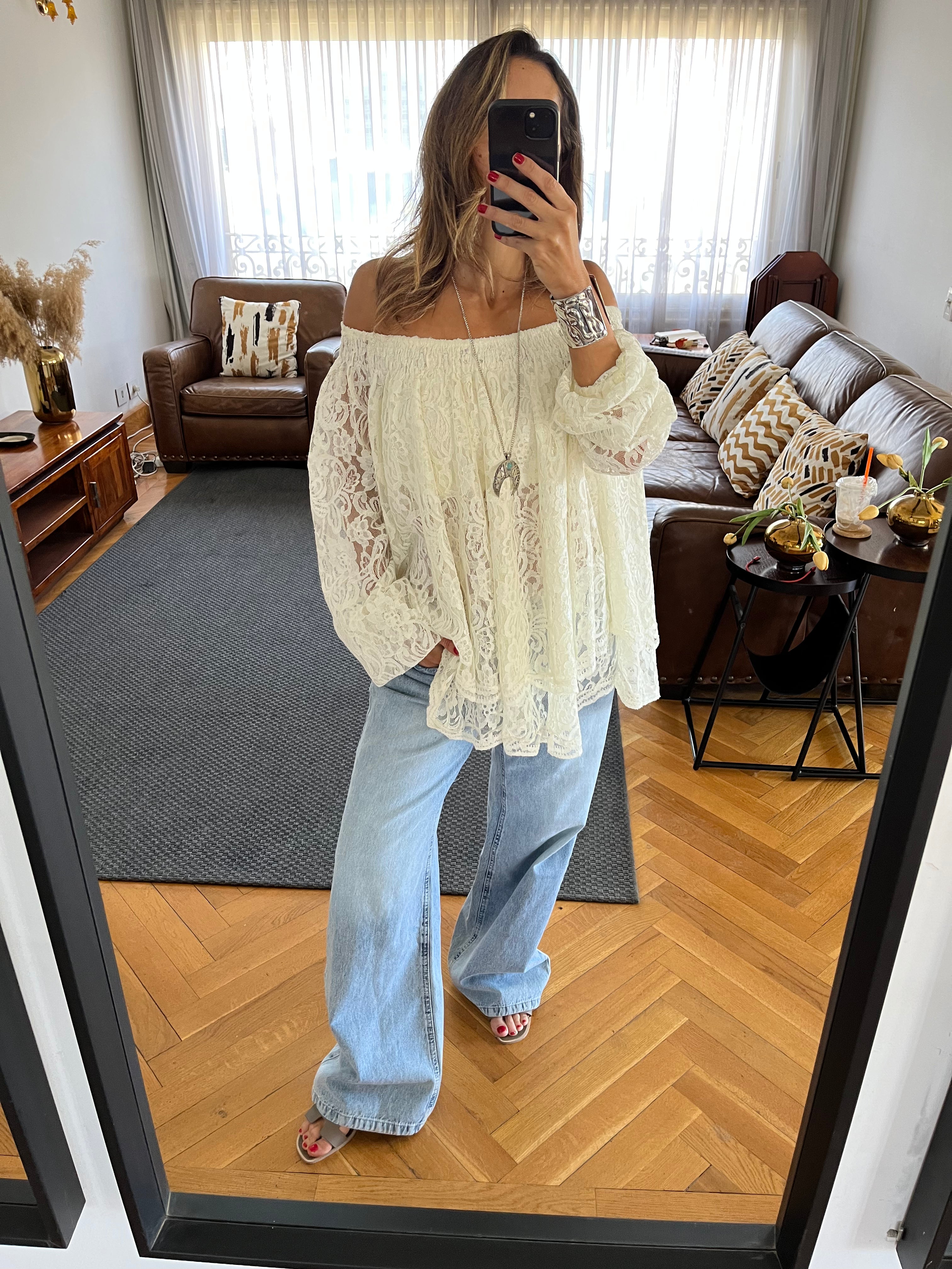 White Off Shoulder Lace Dream Top