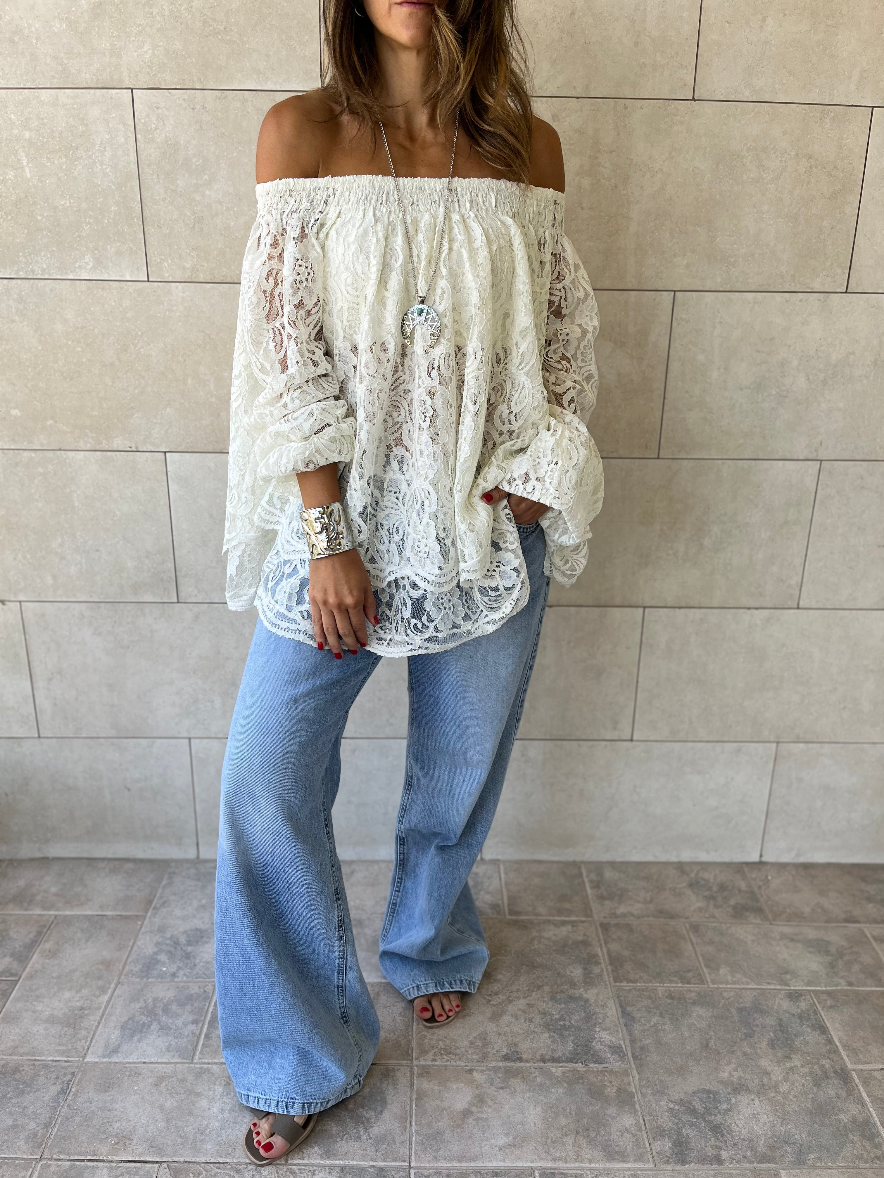 White Off Shoulder Lace Dream Top
