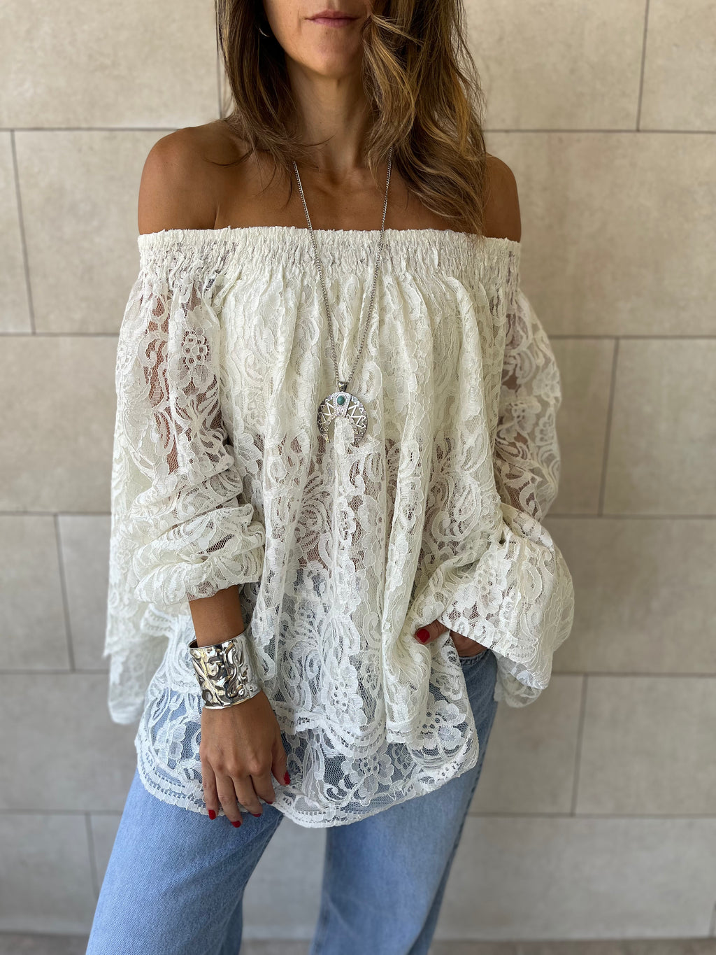 White Off Shoulder Lace Dream Top