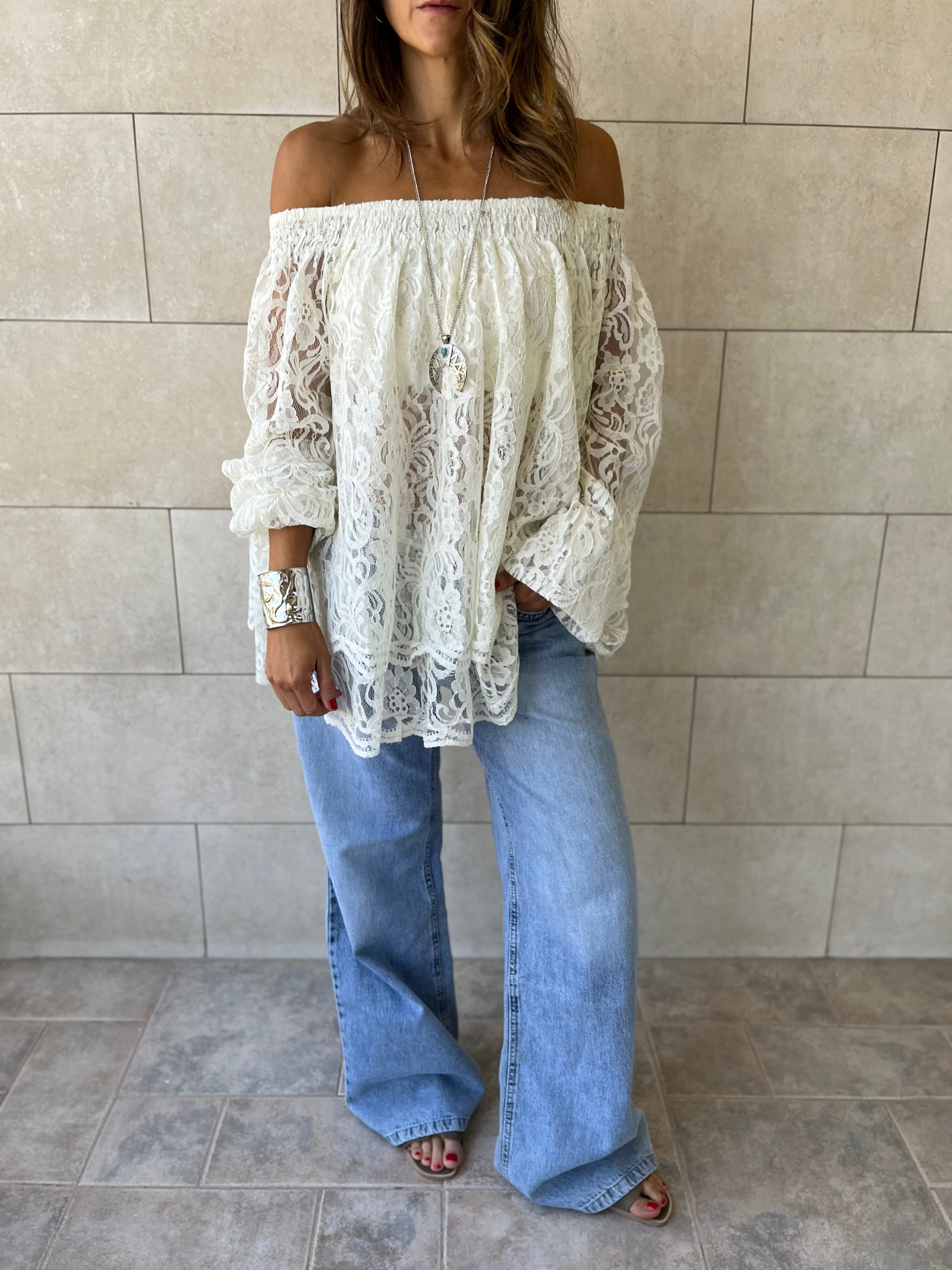 White Off Shoulder Lace Dream Top