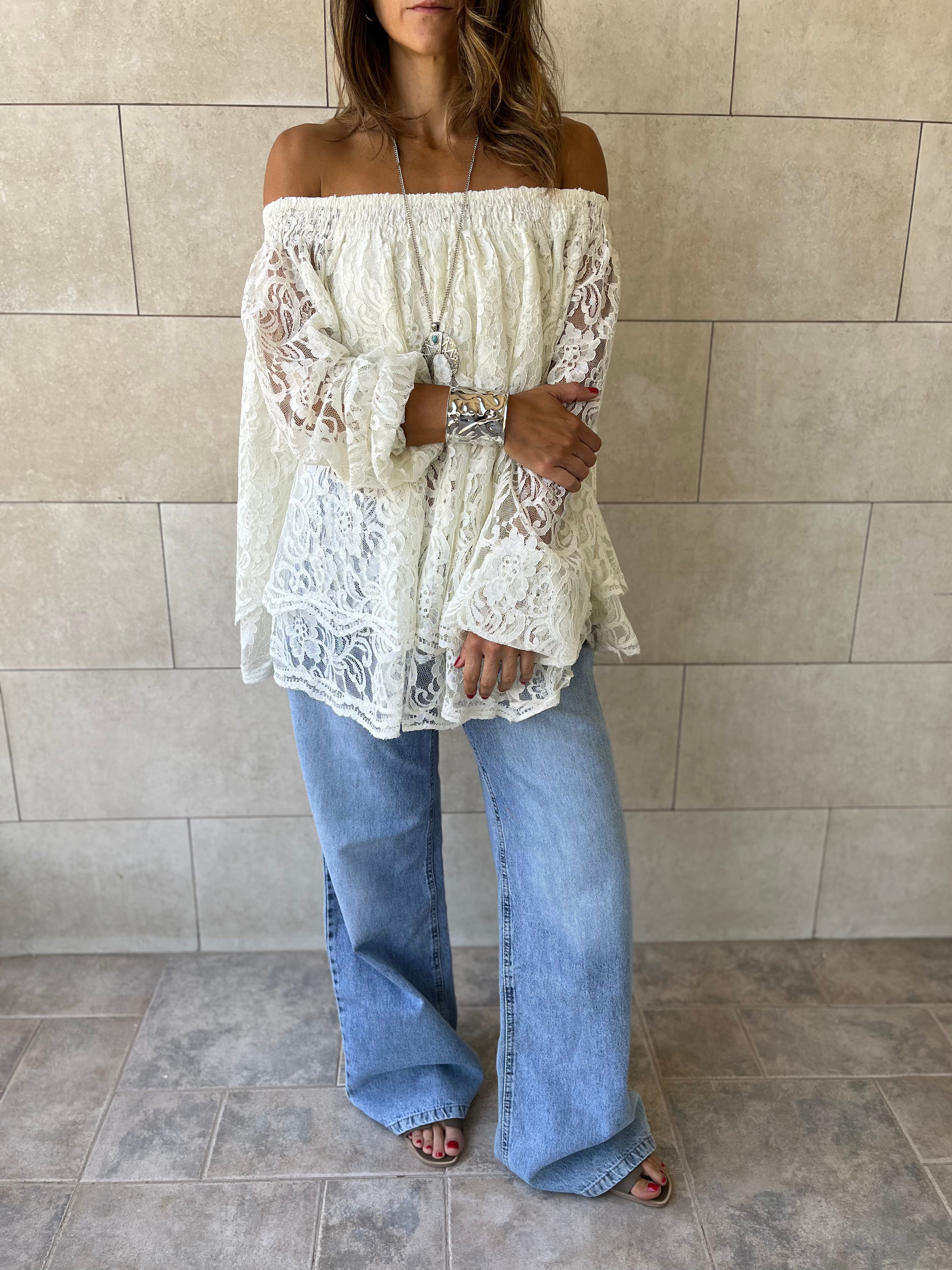 White Off Shoulder Lace Dream Top
