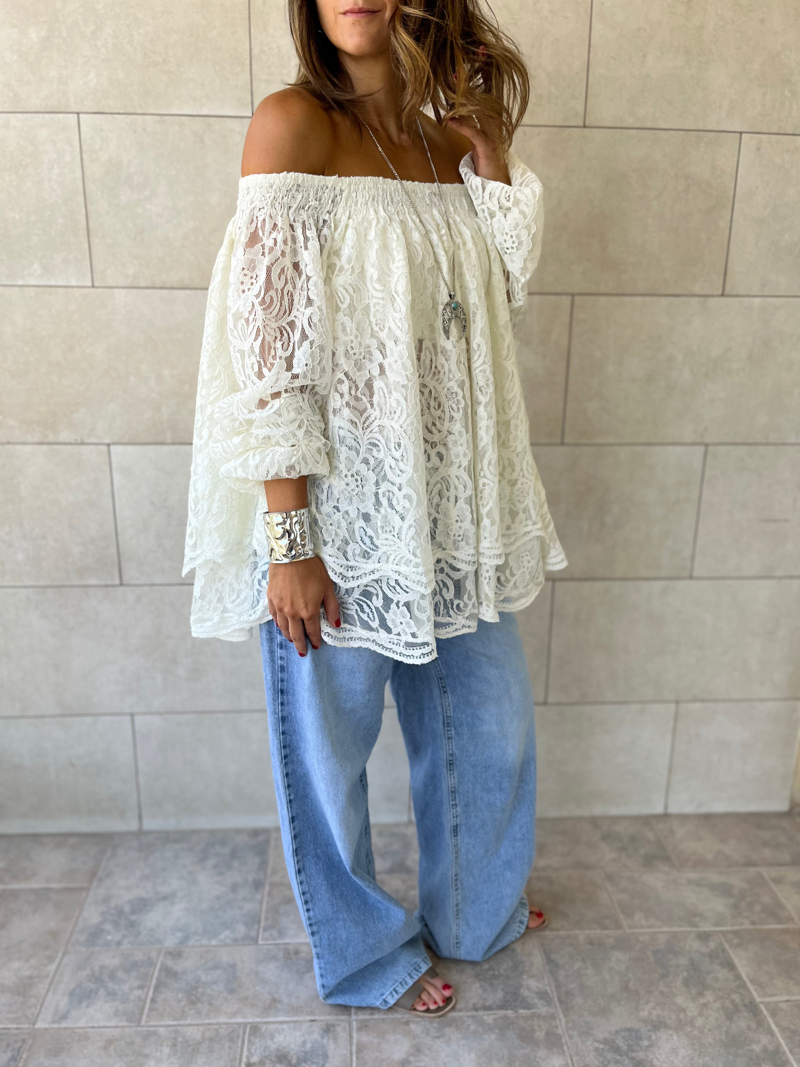 White Off Shoulder Lace Dream Top