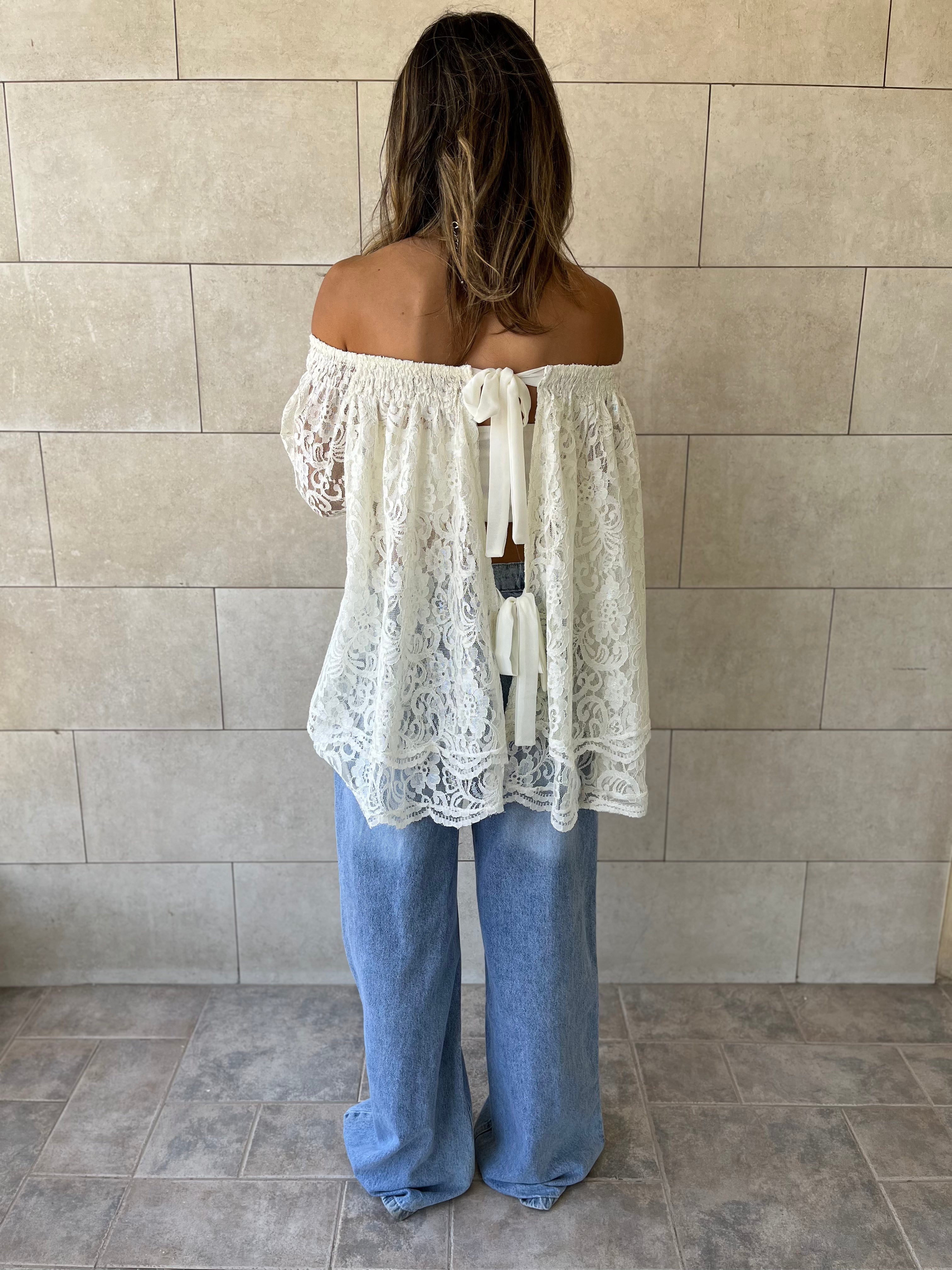 White Off Shoulder Lace Dream Top