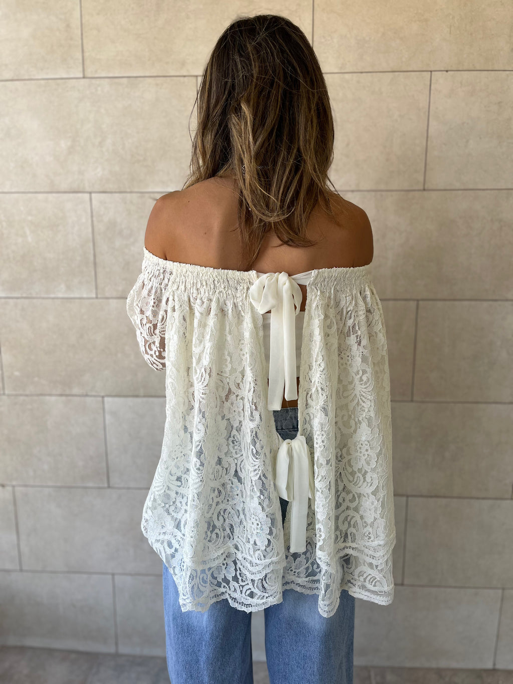 White Off Shoulder Lace Dream Top