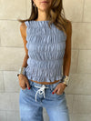 Blue Hue Sleeveless Crinkle Top