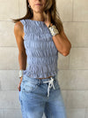 Blue Hue Sleeveless Crinkle Top