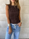 Chocolate Brown Sleeveless Crinkle Top