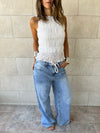 White Sleeveless Crinkle Top