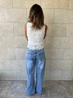 White Sleeveless Crinkle Top