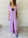 Lilac Checkered Sleeveless Coverup