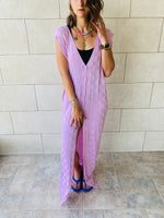 Lilac Checkered Sleeveless Coverup