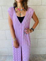 Lilac Checkered Sleeveless Coverup