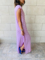 Lilac Checkered Sleeveless Coverup