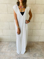 White Checkered Sleeveless Coverup