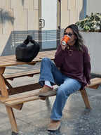 Plum Fleece Lined Oversized Sweatshirt
