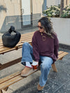 Plum Fleece Lined Oversized Sweatshirt