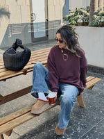 Plum Fleece Lined Oversized Sweatshirt