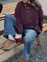 Plum Fleece Lined Oversized Sweatshirt
