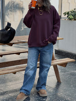 Plum Fleece Lined Oversized Sweatshirt