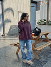 Plum Fleece Lined Oversized Sweatshirt