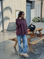 Plum Fleece Lined Oversized Sweatshirt