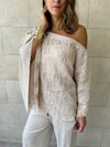 Beige Whisper Lace Asymmetrical Poncho