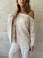 Beige Whisper Lace Asymmetrical Poncho