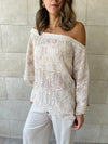 Beige Whisper Lace Asymmetrical Poncho