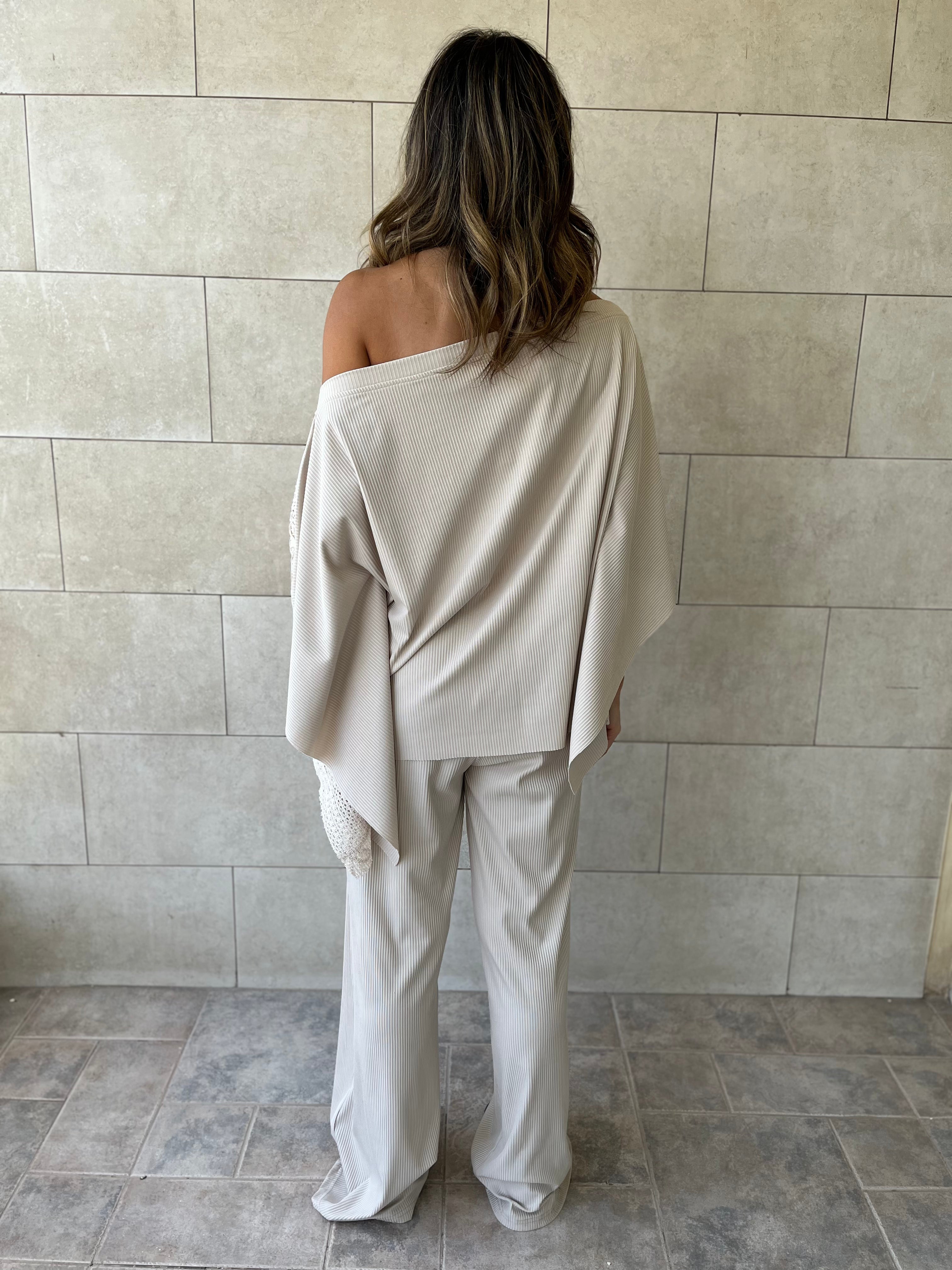 Beige Whisper Lace Asymmetrical Poncho