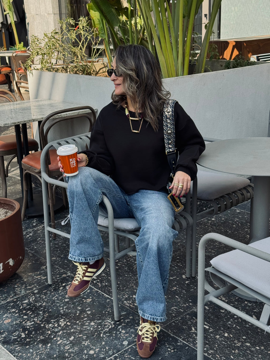 Black Fleece Lined Cropped Sweatshirt