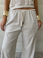 Beige Flowy Rope Pants