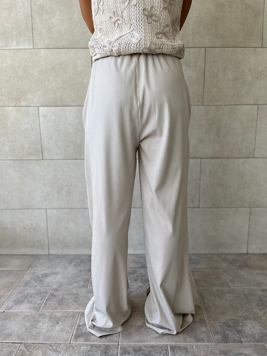 Beige Flowy Rope Pants
