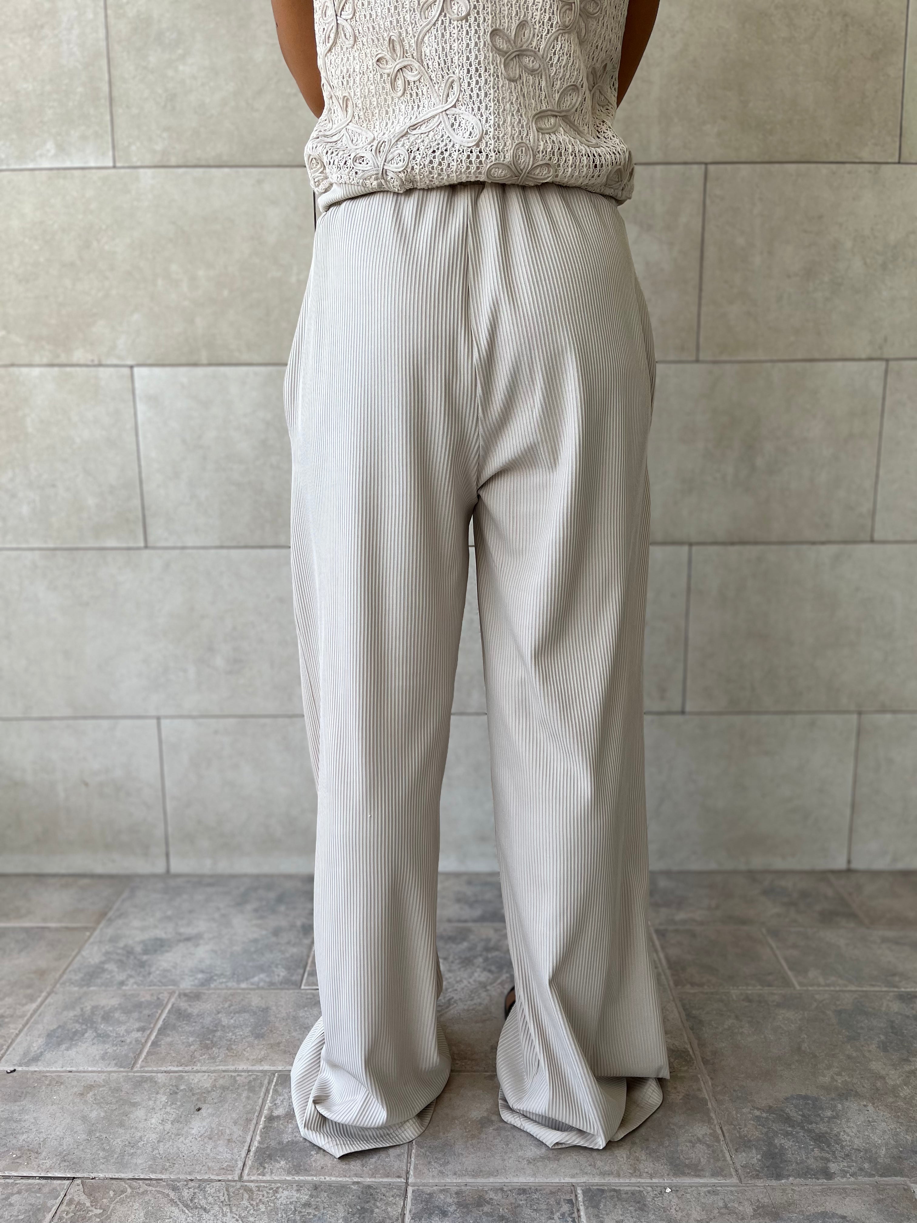 Beige Flowy Rope Pants