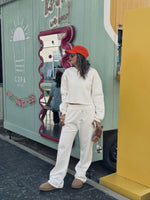 White Fleece Lined Cropped Sweatshirt