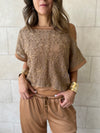 Brown Whisper Lace Asymmetrical Top