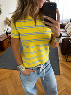 Yellow Striped Signature Knit Polo
