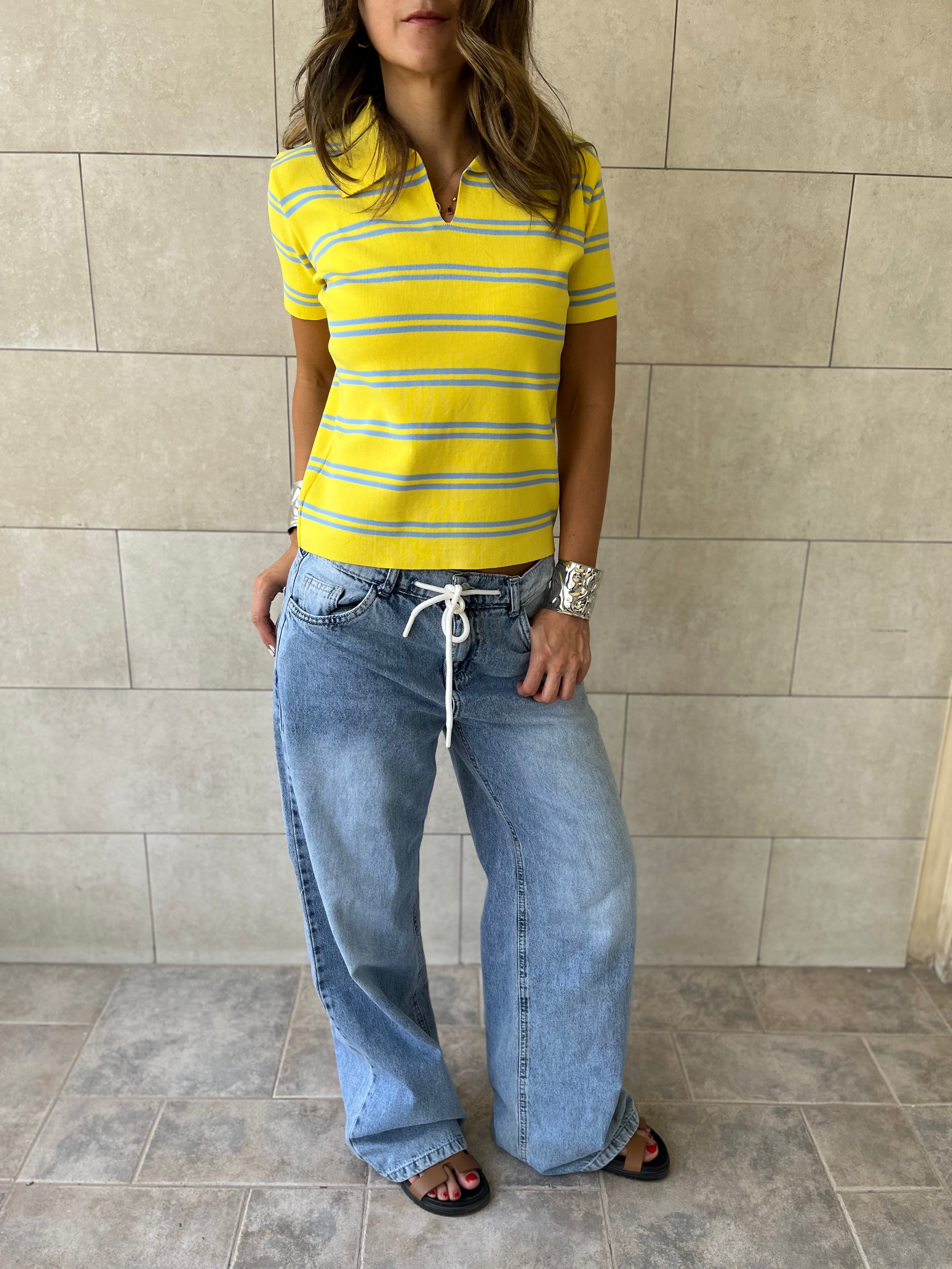 Yellow Striped Signature Knit Polo