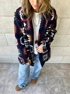 Navy Patchwork Handmade Cardigan
