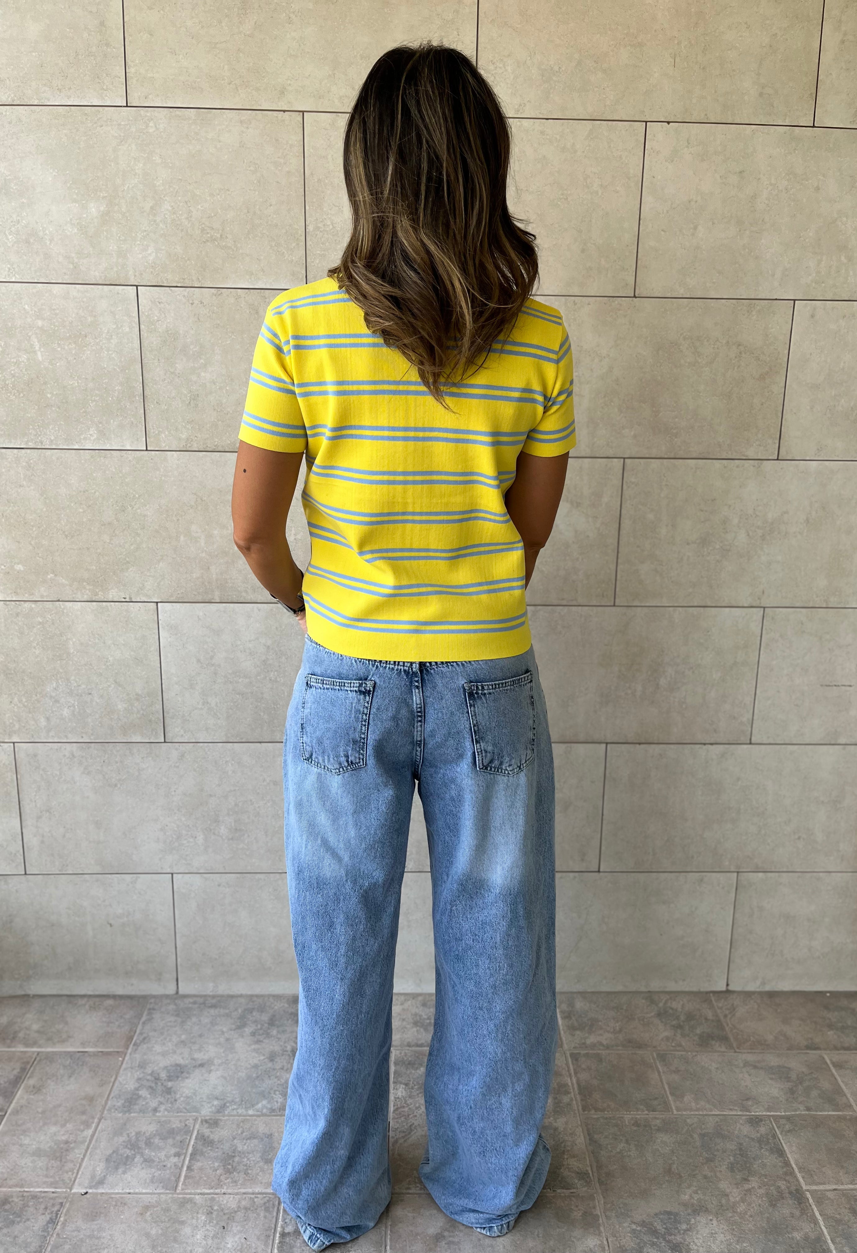 Yellow Striped Signature Knit Polo