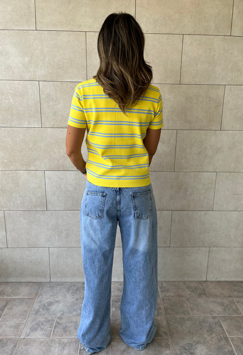 Yellow Striped Signature Knit Polo
