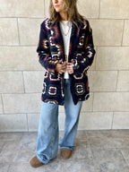 Navy Patchwork Handmade Cardigan