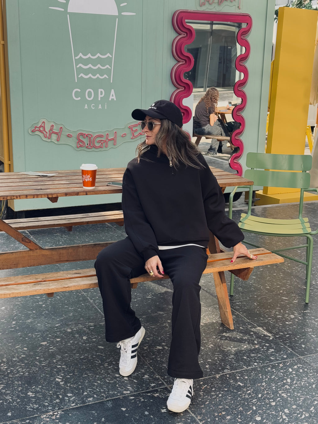 Black Fleece Lined Quarter Zip Up Sweatshirt