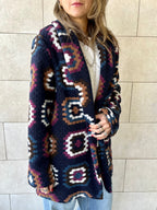 Navy Patchwork Handmade Cardigan