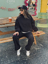 Black Fleece Lined Quarter Zip Up Sweatshirt
