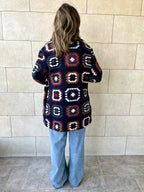 Navy Patchwork Handmade Cardigan
