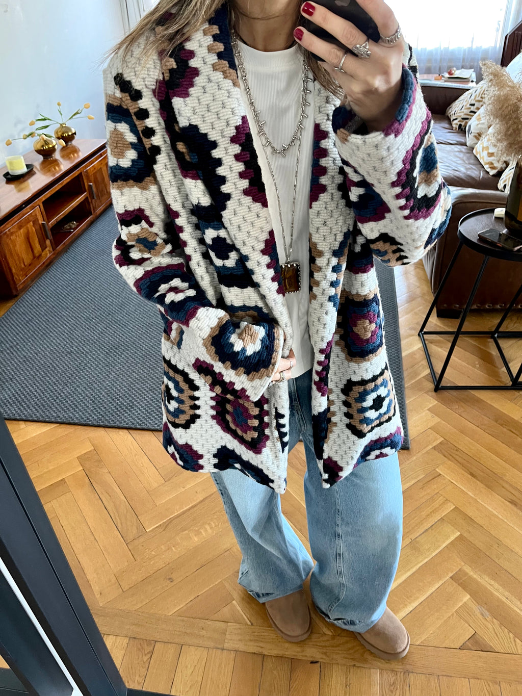 White Patchwork Handmade Cardigan
