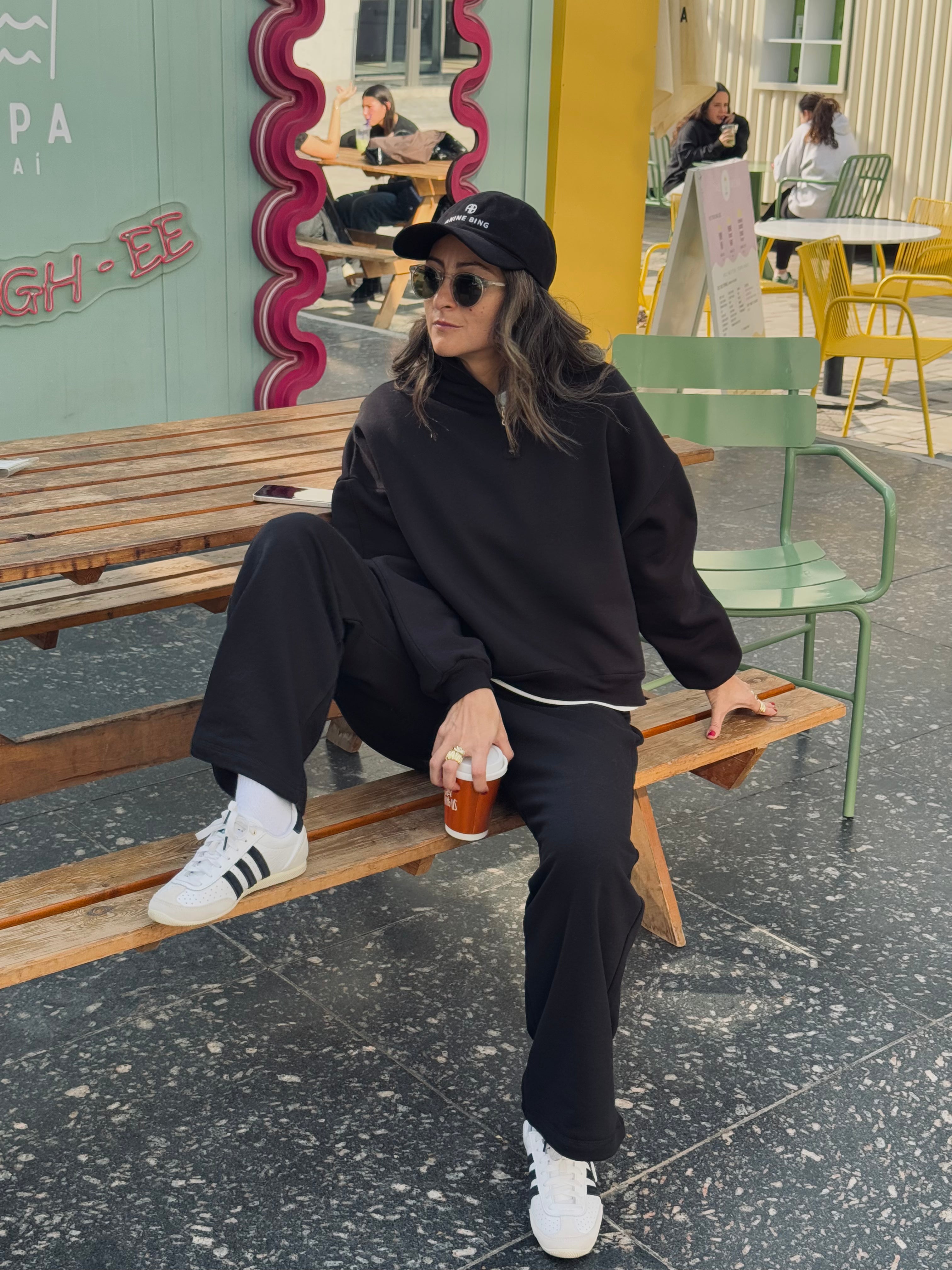 Black Fleece Lined Quarter Zip Up Sweatshirt