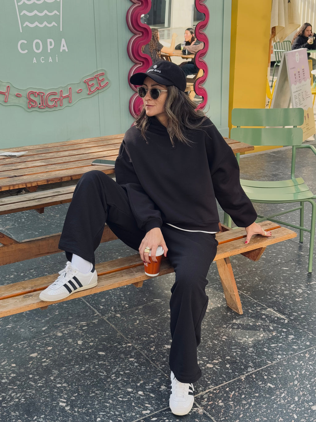 Black Fleece Lined Quarter Zip Up Sweatshirt