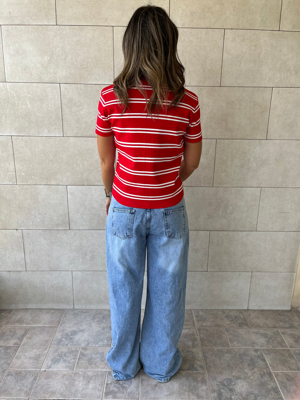 Red Striped Signature Knit Polo